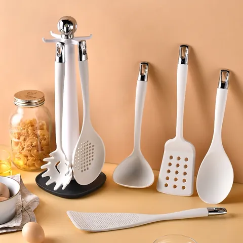 7-Piece Silicone Kitchen Utensil Set With Rotating Storage Stand Heat Resistant Non-Stick Cooking Utensils For Home Kitchen Cooking