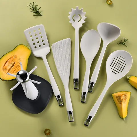 7-Piece Silicone Kitchen Utensil Set With Rotating Storage Stand Heat Resistant Non-Stick Cooking Utensils For Home Kitchen Cooking