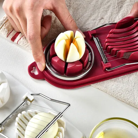 Multifunctional Dual Head Egg Slicer Stainless Steel Wire Japanese Style Egg Cutter For Wedges And Slices Kitchen Tool