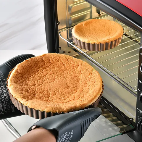 Gold Fluted Carbon Steel Non-Stick Cake Mold Baking Pan Round Quiche Pizza Tart Pan For Home Oven Bakeware Accessory