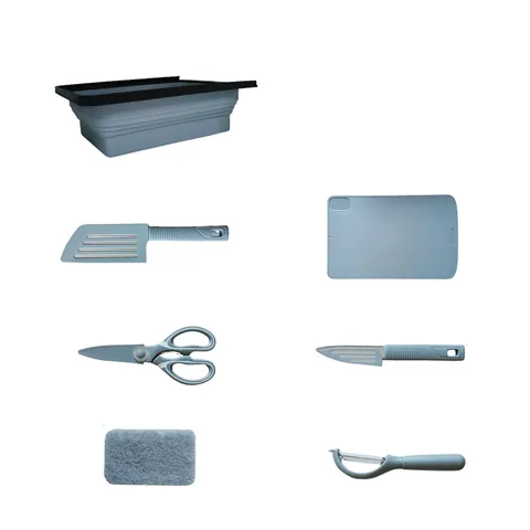Foldable Kitchen Cutting Board Drain Basket Multi-functional Outdoor Camping Fruit Storage Organizer Knife Peeler Scissor Tool Collection PP Stainless Steel Materials