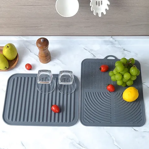Heat Resistant PVC Kitchen Drying Mat Waterproof Non-Slip Dish Drainage Pad Countertop Protector Table Place Mat For Home