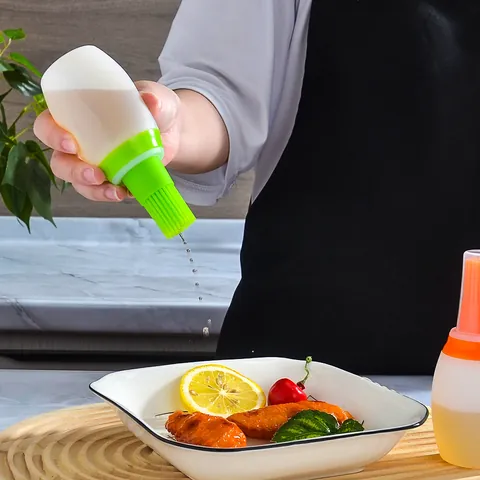 Silikon Ölflaschenbürste mit Skala Hitzebeständige Küche Backen Grill Pinsel Multifunktionale Bratbürste