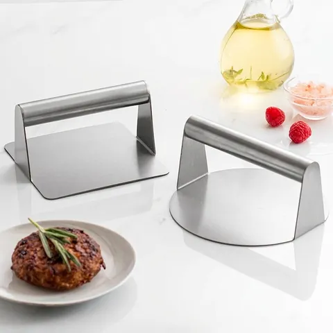 Burgerpresse 430 Edelstahl Fleischpresse Für Grill BBQ Heavy Duty Rund Quadratisch Manueller Frikadellenformer Küchenhelfer