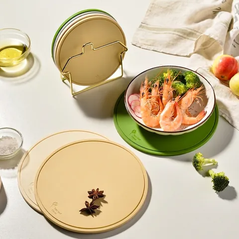 Round Silicone Heat Resistant Pad Floral Hollow Non-Slip Placemat Pot Mat Coaster for Kitchen Dining Table