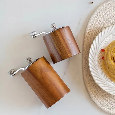 Manueller Kaffeemühle Aus Holz Tragbare Edelstahl Pfeffermühle Mit Verstellbarem Keramikmahlwerk Akazienholz Mahlwerkzeug
