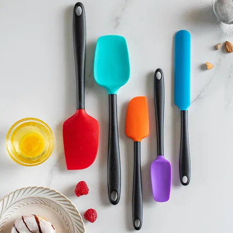 Lot de 5 Spatules en Silicone Résistant à la Chaleur Outils de Boulangerie Antiadhésifs pour Grattoir Crème Beurre Confiture