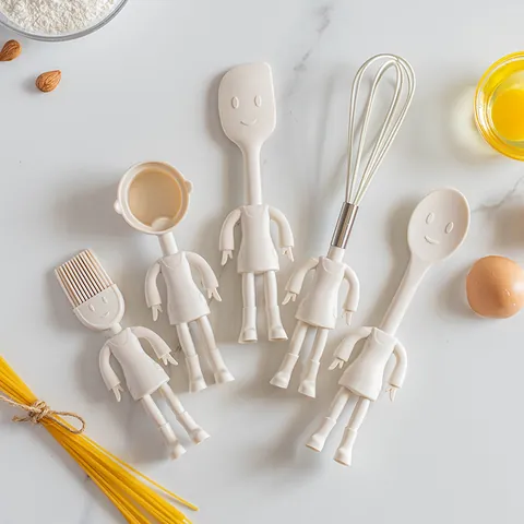 Cartoon Character Silicone Baking Tools Whisk Spatula Oil Brush Mixing Spoon Measuring Cup Silicone Stainless Steel Kitchen Utensils