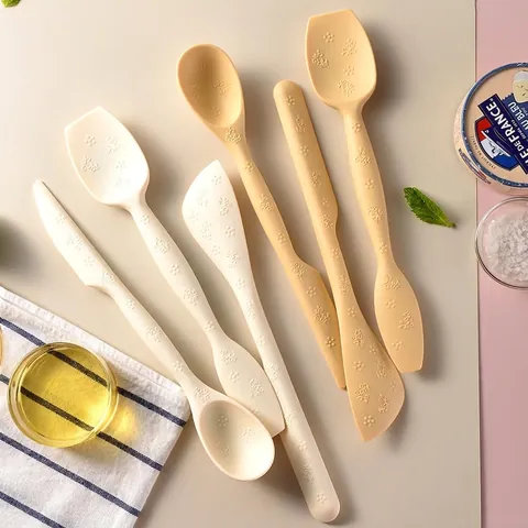 Double-Headed Silicone Spatula Set with Embossed Floral Pattern Heat Resistant Food Grade Jam Scraper Baking Tool Spreader
