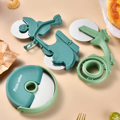 Stainless Steel Pizza Cutter Wheel Creative Bicycle Motorcycle Scooter Shape Pizza Slicer Tool Mint Green Kitchen Utensil