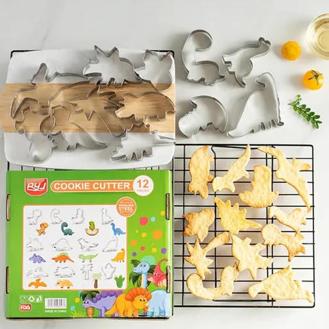 Roestvrij Staal Dier Dinosaurier Zee Thema Koekjesvormen Set Voor Kinderen DIY Bakken Gebak Decoratie Gereedschap