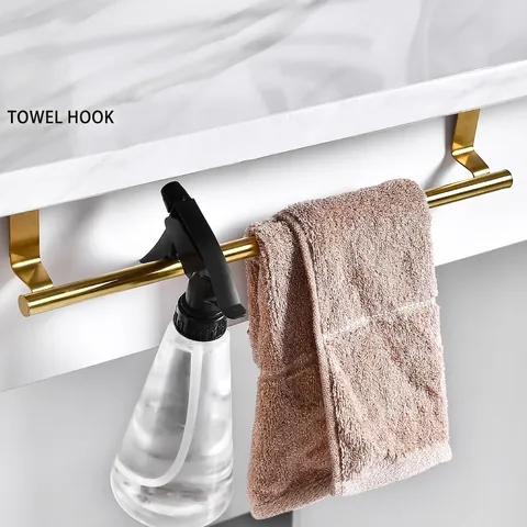 Stainless Steel Over Cabinet Door Towel Rack Single Bar Brushed Finish Kitchen Bathroom Storage Organizer Hanging Rail Bar