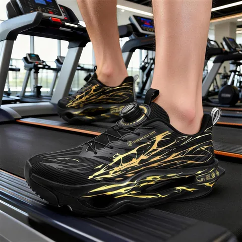 Professional Cushioning Running Shoes Unisex Rotary Buckle Breathable Mesh Outdoor Training Sneakers Lightweight Athletic Footwear