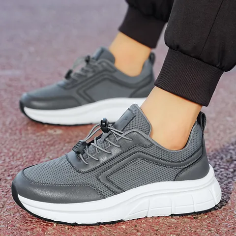 Chaussures de Marche Confortables pour Hommes Tige en Maille et PU Respirante Semelle Souple Antidérapante Baskets Décontractées