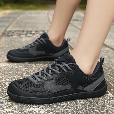 Men's Wide Toe Box Breathable Mesh Casual Sneakers Retro Color Block Rubber Sole Board Shoes Comfortable Outdoor Walking Footwear