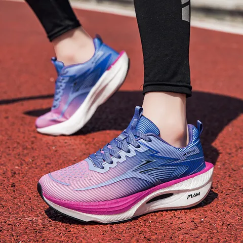 Professional Carbon Plate Marathon Running Shoes Breathable Mesh Racing Training Sneakers Thick Sole Sport Footwear Unisex