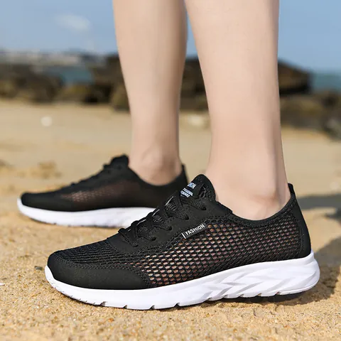 Baskets de Sport en Maille Respirante pour Hommes Légères Ajourées Chaussures de Course Décontractées Semelle PU MD Fitness