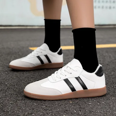 Retro German Army Trainer Style Casual Shoes For Unisex Leather Suede Splicing Gum Rubber Sole Sneakers Big Size 48