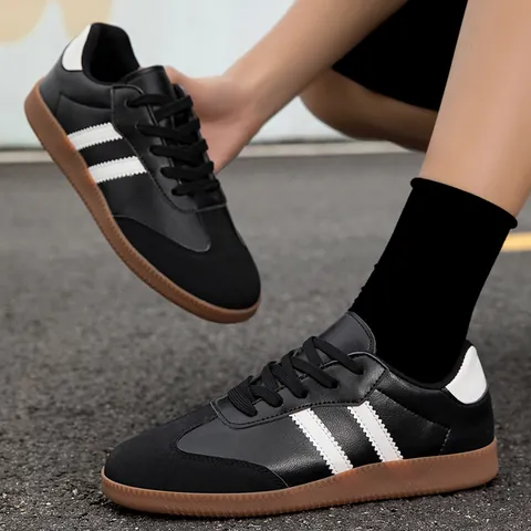 Retro German Army Trainer Style Casual Shoes For Unisex Leather Suede Splicing Gum Rubber Sole Sneakers Big Size 48