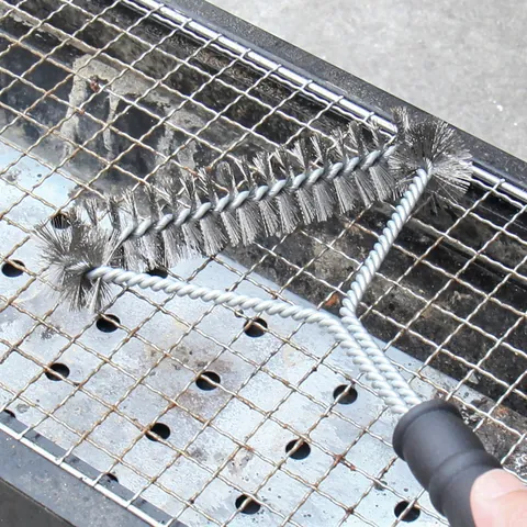 Triangular BBQ Grill Cleaning Brush Stainless Steel Wire Bristles Scraper For Outdoor Picnic Camping Grate Cleaner Tool