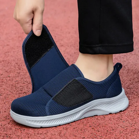 Chaussures Décontractées Légères et Respirantes pour Hommes Maille à Velcro Baskets de Sport Marche Semelle Plate Antidérapante