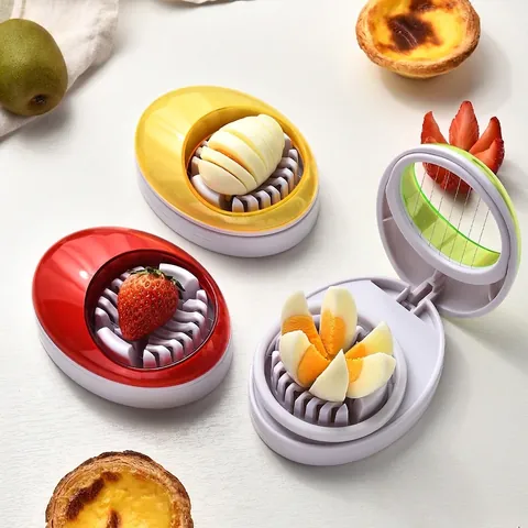 Tagliauovo Multifunzionale per Uova Sode in Plastica ABS con Filo in Acciaio Inossidabile Affetta Frutta per Fragole Moderno Accessorio Cucina