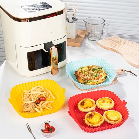 Hitzebeständige Quadratische Silikon Heißluftfritteuse Einsätze Wiederverwendbare Backblech Pfanne Mit Doppelgriffen Für Backofen Küche