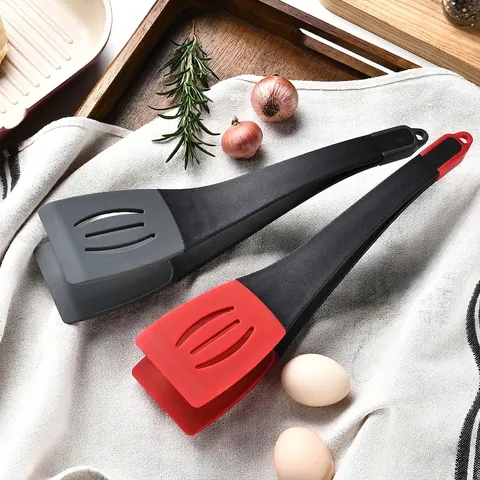 3-in-1 Silicone Steak Spatula Tongs Heat Resistant Non-Stick Spatula Clamp For Meat Beef Bread Kitchen Cooking Tool