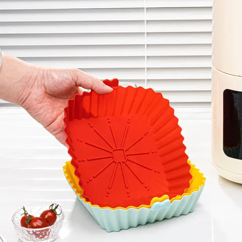 Hitzebeständige Quadratische Silikon Heißluftfritteuse Einsätze Wiederverwendbare Backblech Pfanne Mit Doppelgriffen Für Backofen Küche