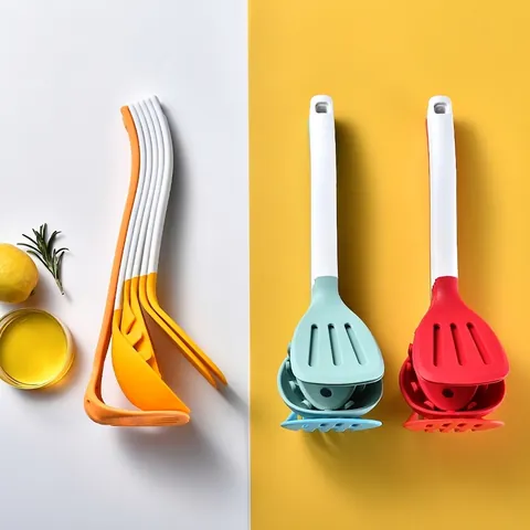 Elevated Silicone Kitchen Utensils Heat Resistant Nonstick Polypropylene Handles Vertical Standing Cooking Tools Home Kitchen Accessory