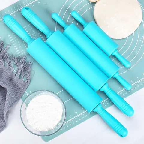 Non-Stick Silicone Rolling Pin With Ergonomic PP Handle For Baking Dough Rolling Pastry Dumplings Kitchen Tool