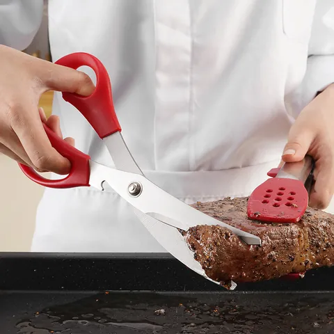 Juego de Pinzas para Barbacoa y Tijeras para Carne de Acero Inoxidable con Mango de Silicona Pinzas para Alimentos Resistentes al Calor