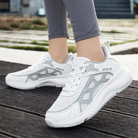 Unisex Breathable Mesh Running Shoes Thick Sole Lightweight Casual Sneakers Outdoor Walking Sports Shoes Color Block