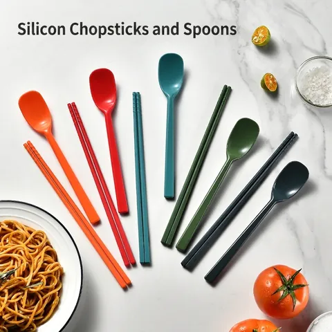 Food Grade Silicone Chopsticks Heat Resistant Non Slip Reusable Tableware For Children Adults Healthy Dining Kitchen Utensils
