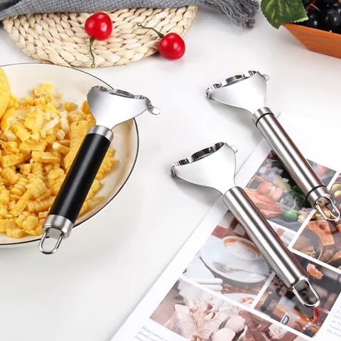 Stainless Steel Corn Stripper Manual Cob Remover Tool With Curved Serrated Blade Efficient Corn Peeler For Kitchen Home Use