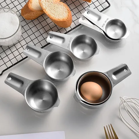 Stainless Steel Measuring Cups And Measuring Spoons Professional Baking Tools With Engraved Scale Markings For Kitchen Cooking Ingredients Accessories