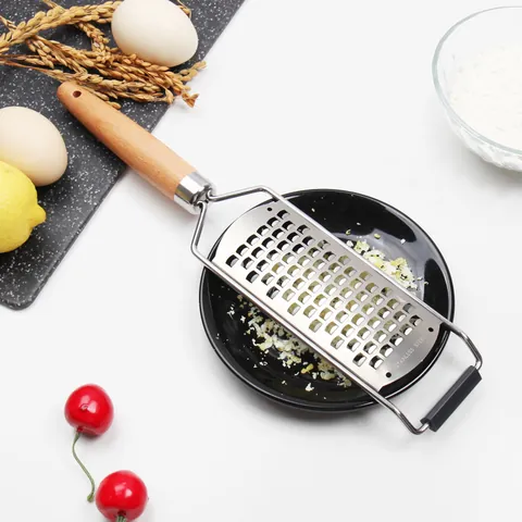 Professional Stainless Steel Handheld Cheese Grater With Wood Handle Zester For Lemon Ginger Chocolate Kitchen Tools