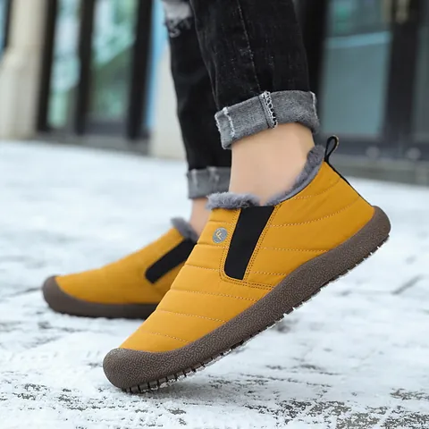 Men Women Winter Snow Boots Warm Plush Lined Waterproof Cotton Shoes Slip-on Outdoor Anti-slip Quilted Walking Casual Boots
