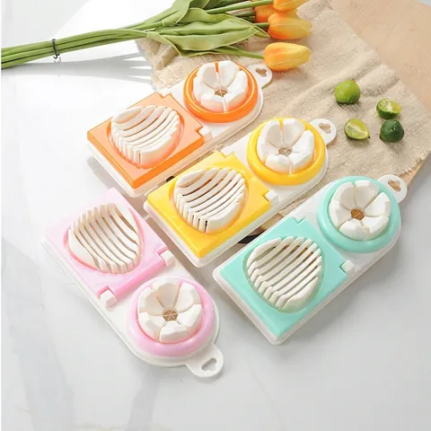 Multi Functional Two In One Egg Slicer Stainless Steel Wire Cutter For Preserved Egg Slicing Flower Pattern Kitchen Gadget