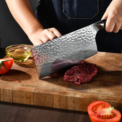Forged Hammered Kitchen Knife 5Cr15 Stainless Steel Slicing Knife With Pakkawood Handle Professional Chef Knife For Meat Vegetable