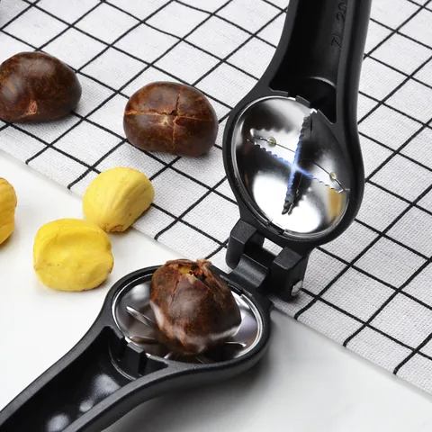 Stainless Steel Chestnut Opener Cross Opening Nut Cracker Multifunctional Kitchen Gadget Manual Walnut Sheller Tool Home