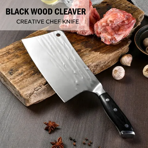 Heavy Duty Forged Stainless Steel Bone Cleaver Hammered Meat Cleaver Pakkawood Handle Ergonomic Chopping Knife Gift Boxed
