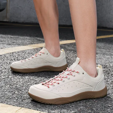 Outdoor Trekking Shoes Men Women Casual Hiking Sneakers PU Leather Non-Slip Rubber Sole Large Size 48 Couple Walking Shoes