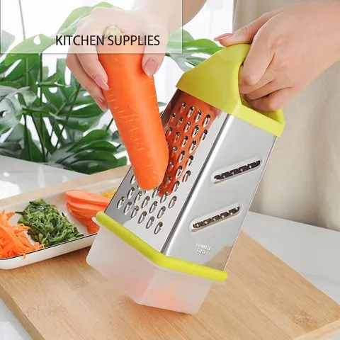 Multi-functional Stainless Steel 4-Side Vegetable Grater With Container Box Cheese Slicer Potato Shredder Manual Kitchen Tool
