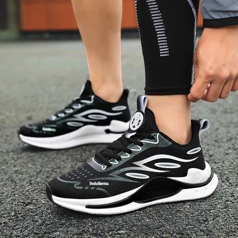 Breathable Fly-knit Running Shoes For Men Women Lightweight Popcorn Sole Sneakers Summer Casual Athletic Sports Walking Shoes