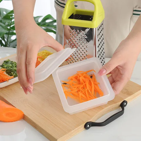 Multi-functional Stainless Steel 4-Side Vegetable Grater With Container Box Cheese Slicer Potato Shredder Manual Kitchen Tool