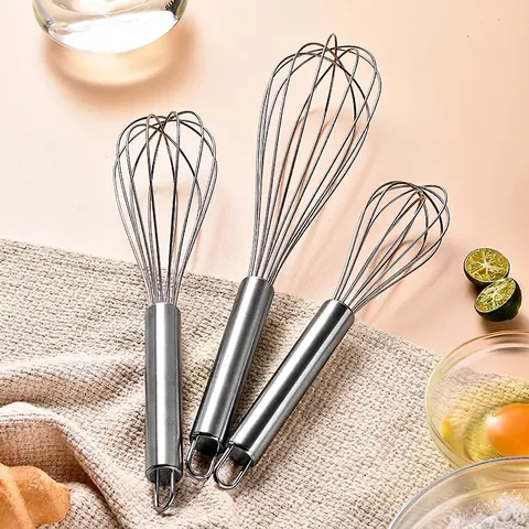 430 Stainless Steel Hand Balloon Whisk 6-Wire Manual Egg Beater Milk Frother Manual Blender For Baking Kitchen Cooking Tool