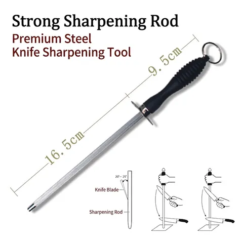 Professional Carbon Steel Honing Rod Manual Knife Sharpener With Non-slip Handle For Kitchen Chef Sharpening Tools