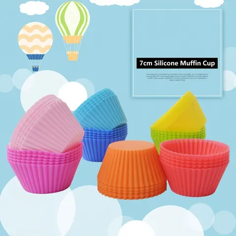 Durable Round Silicone Muffin Cup Cake Mold Heat Resistant 7cm Reusable Cupcake Baking Liners For Pudding Jelly Kitchen Bakeware Accessories