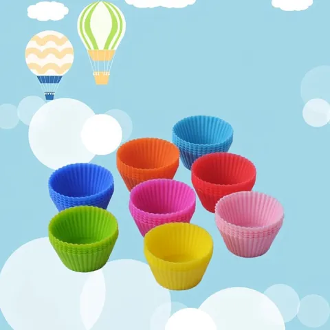 Durable Round Silicone Muffin Cup Cake Mold Heat Resistant 7cm Reusable Cupcake Baking Liners For Pudding Jelly Kitchen Bakeware Accessories